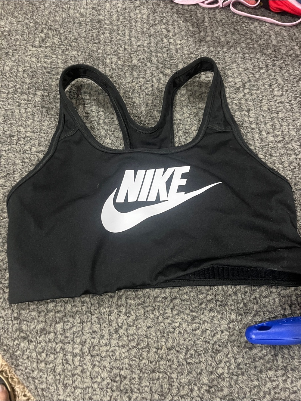 Nike Black Swim Crop Top with White Logo